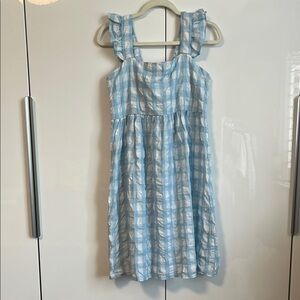 V&L MADE IN ITALY Cotton Gingham Pastel Blue White Cottage core Dress, Size L